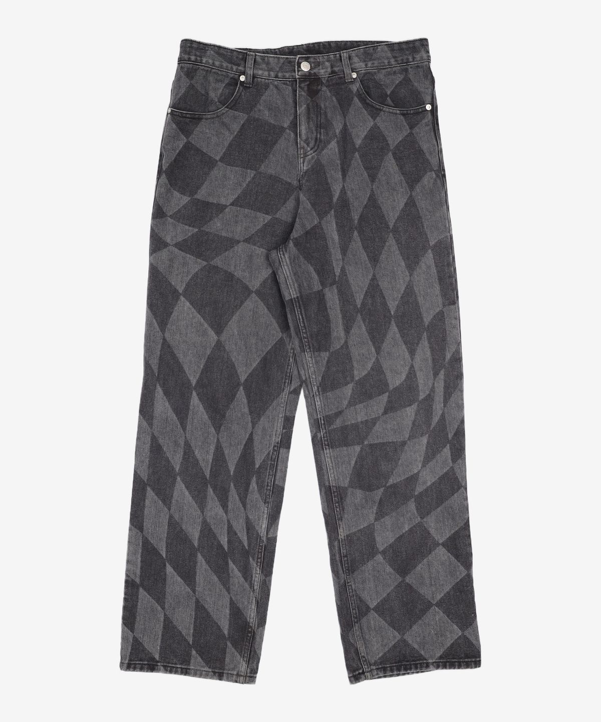 노매뉴얼(NOMANUAL) D.T CHECKERBOARD DENIM PANTS - WASHED BLACK 100