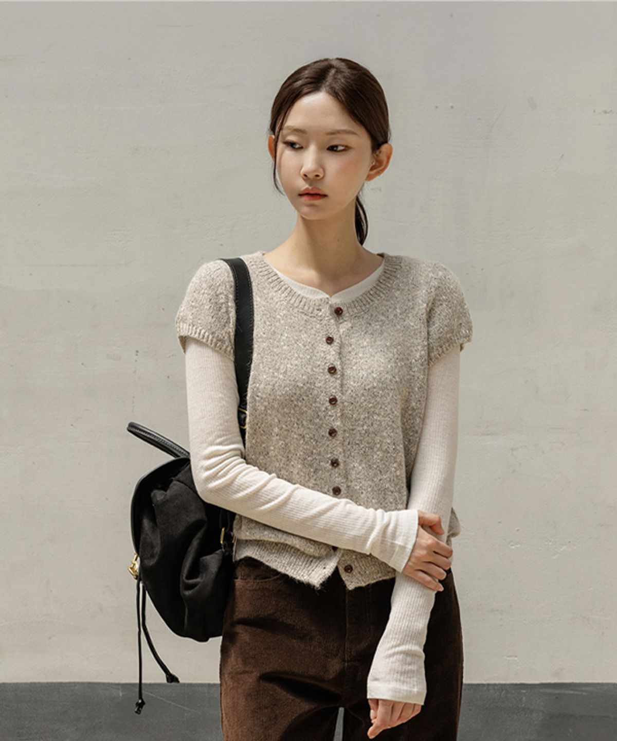 프렌치시크(FRENCHCHIC) 포그너 보카시 캡소매 가디건_F6F615CA