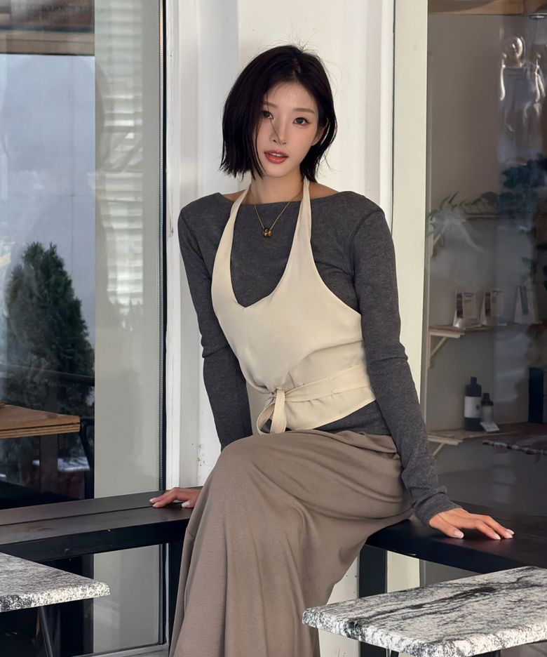 Halter neck layered top_2colors