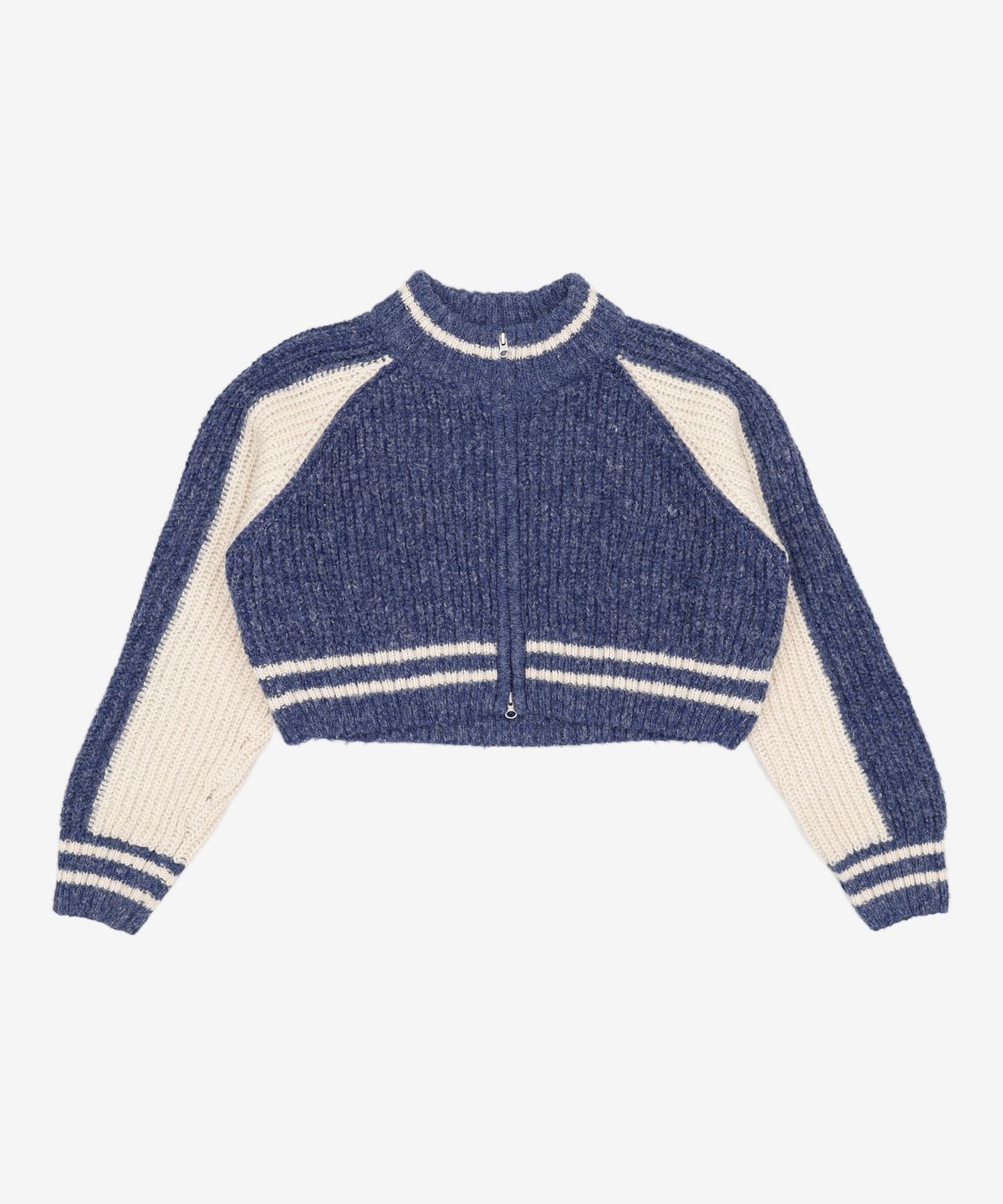 어반드레스(AVANDRESS) Block Raglan Knit Zip-up NAVY FREE