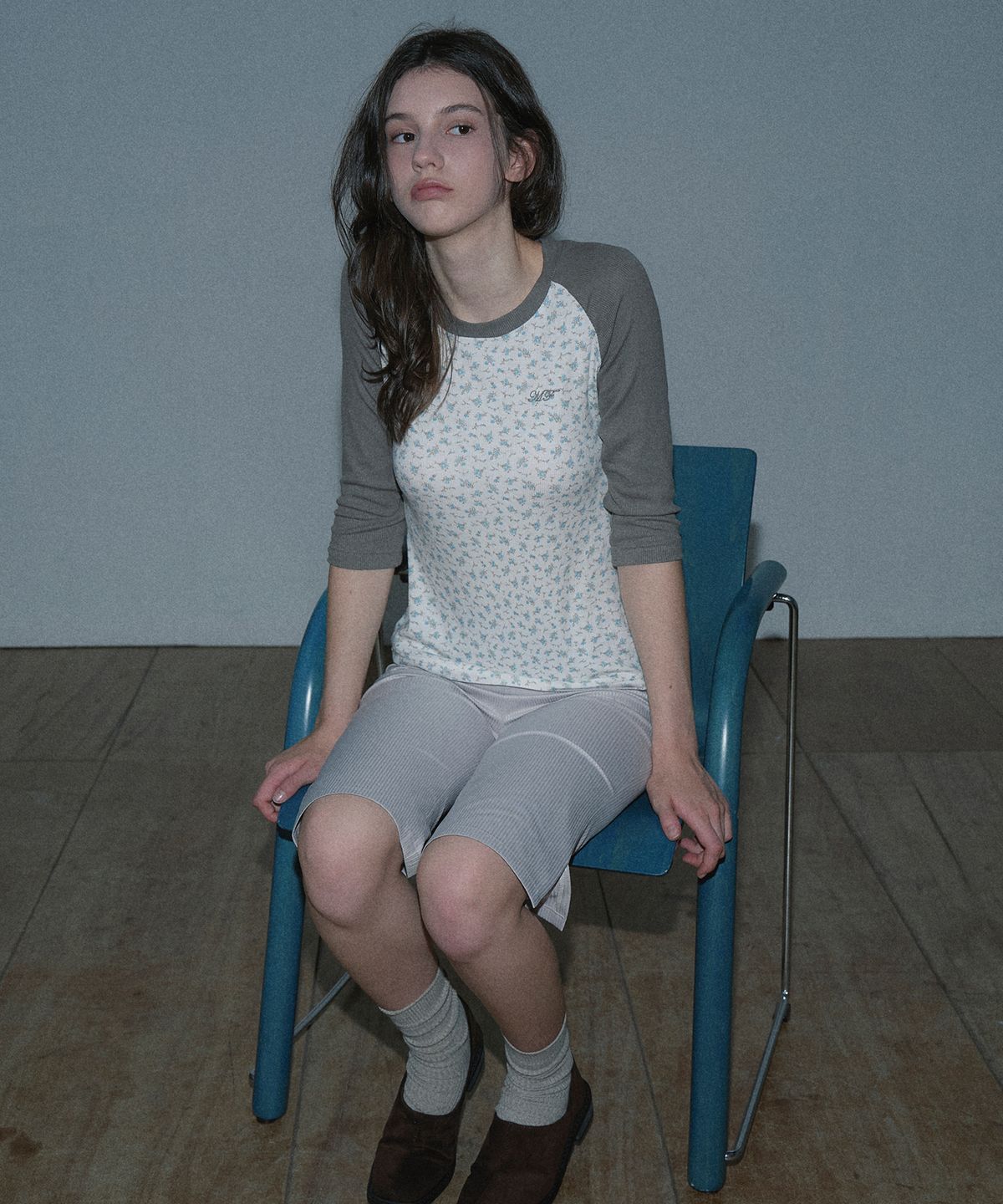 마가린핑거스(MARGARIN FINGERS) FLORAL RAGLAN T-SHIRT (KHAKI BEIGE)