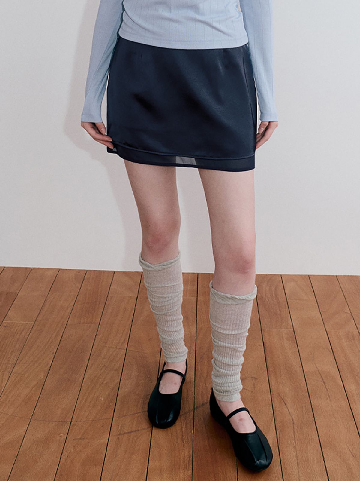 에트몽(ETMON) Layered Hem Mini Skirt, Navy