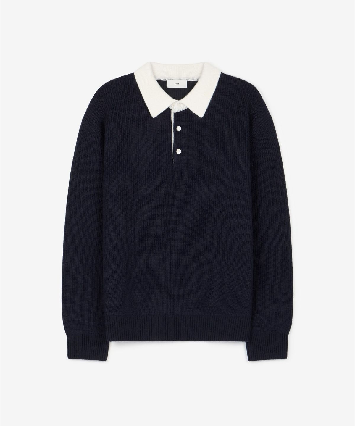 티엔지티(TNGT) Cashmere Blended Oversize Rugby Polo Knit Top (Midnight Black) TNSW6F111BK