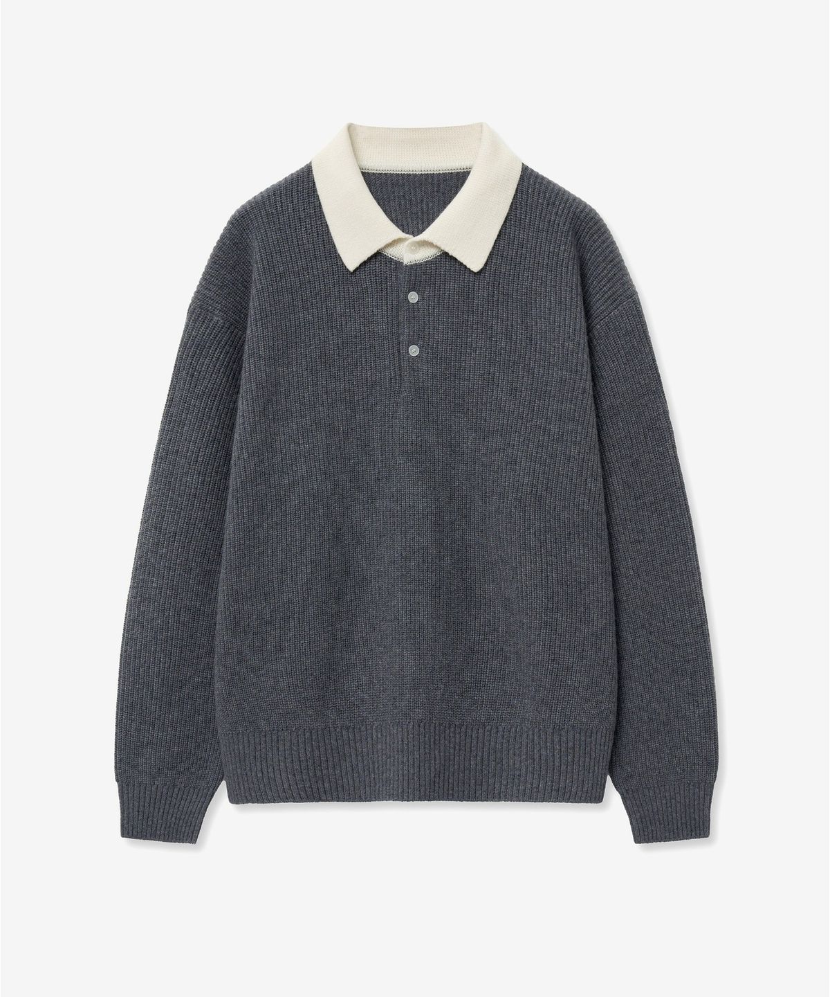 티엔지티(TNGT) Cashmere Blended Oversize Rugby Polo Knit Top (Grey) TNSW6F111G2