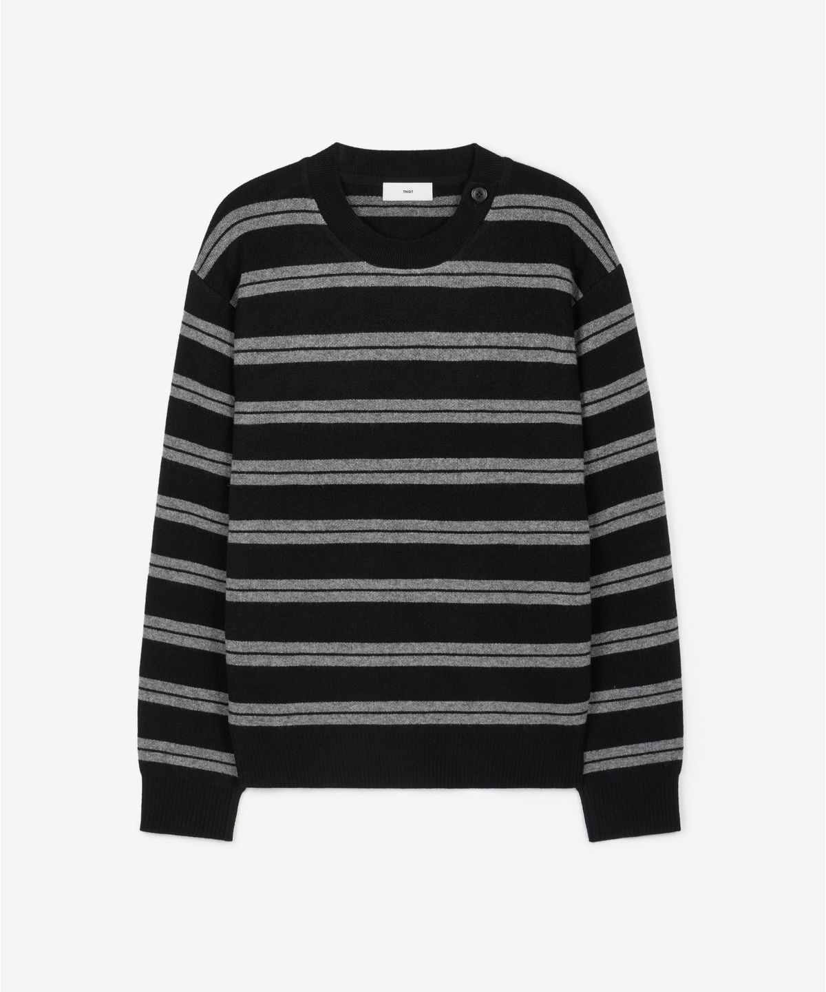 티엔지티(TNGT) Button Detail Stripe Knit Top (Black) TNSW6F112BK