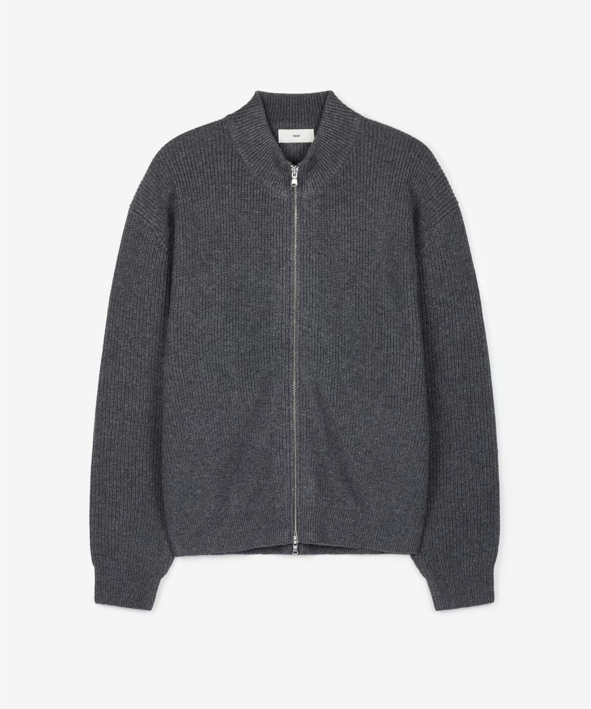 티엔지티(TNGT) Cashmere Blend Full-Zip Knit Top (Charcoal) TNSW6F113CG