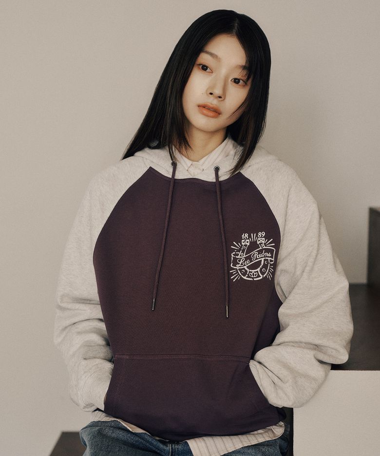 래글런 후드 티셔츠 퍼플