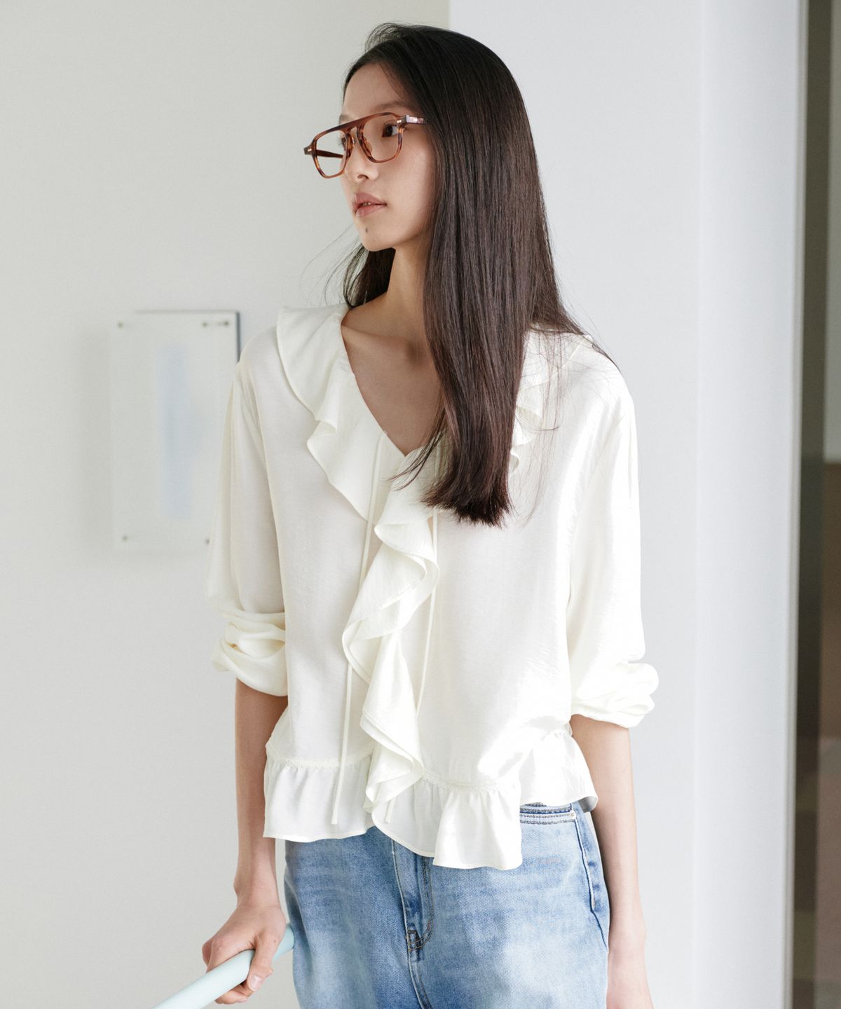 유라고(URAGO) Ruffle string blouse_2colors