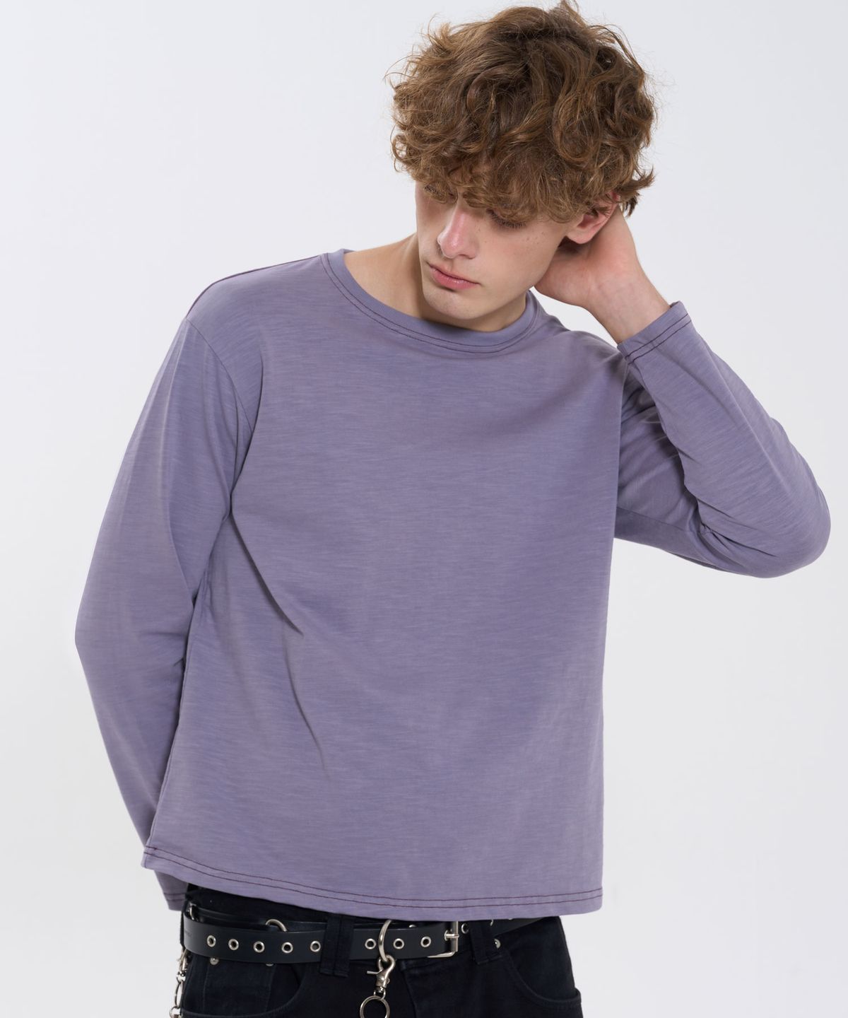 필프(PEALP) [PEALP X SEUNGHWAN] SLUB STITCH POINT LONG SLEEVE 60 (LAVENDER)