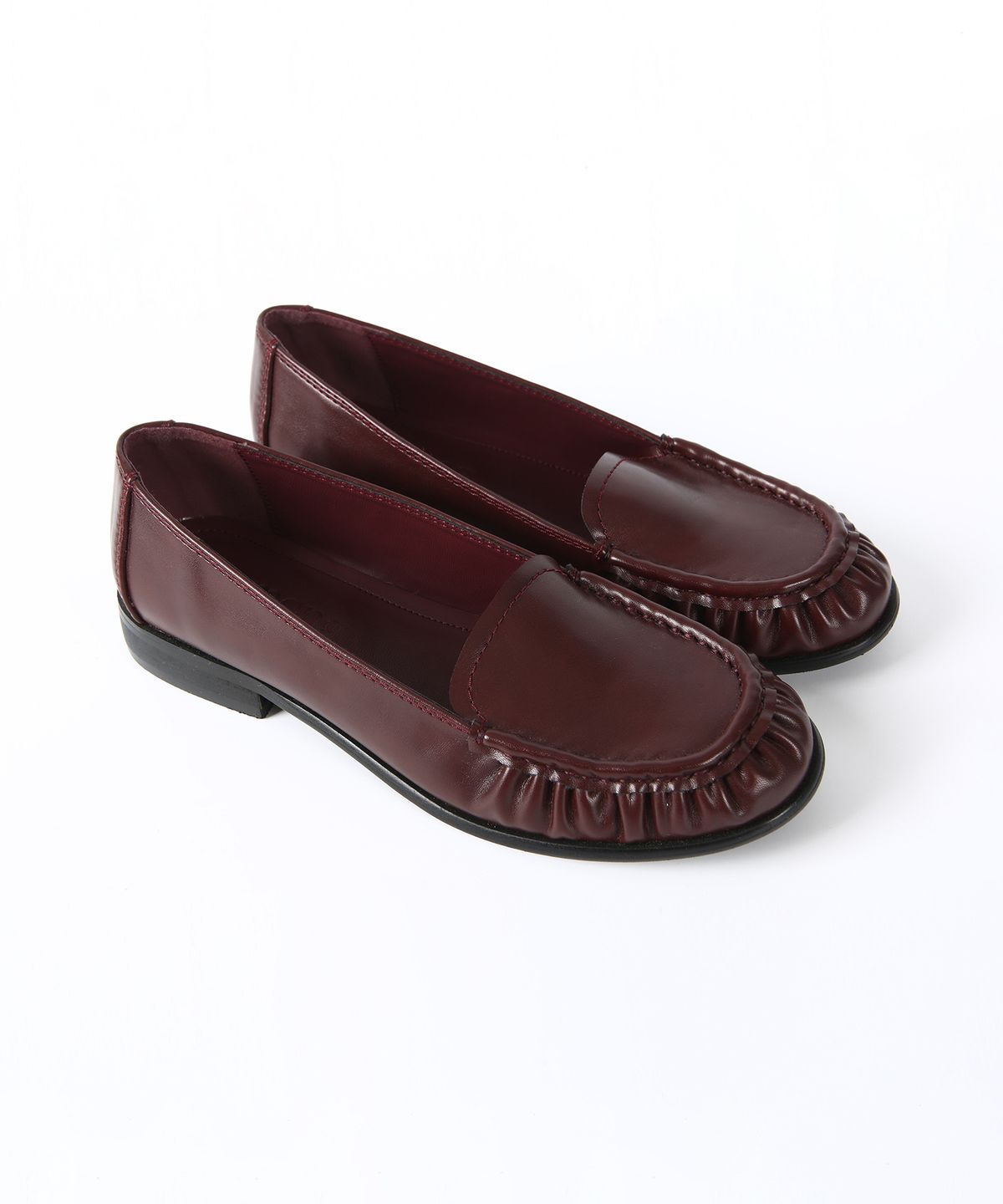 어몽(AMONG) A SHIRRING LOAFER_BURGUNDY