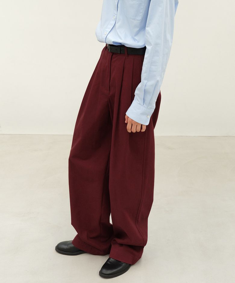 Relaxed Cotton Chino Pants - Cranberry Burgundy