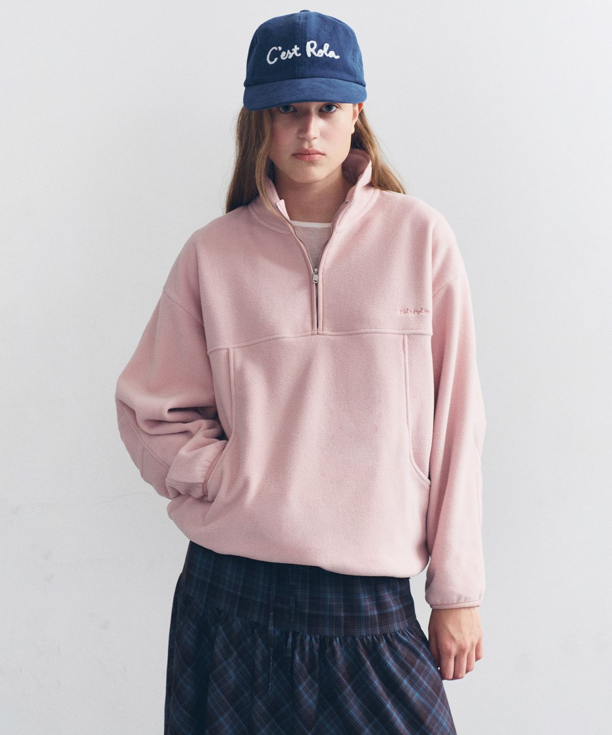로라로라(ROLAROLA) FLEECE HALF ZIP-UP PINK