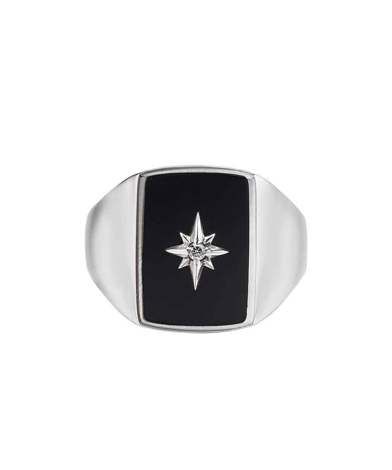 Onyx Compass Ring