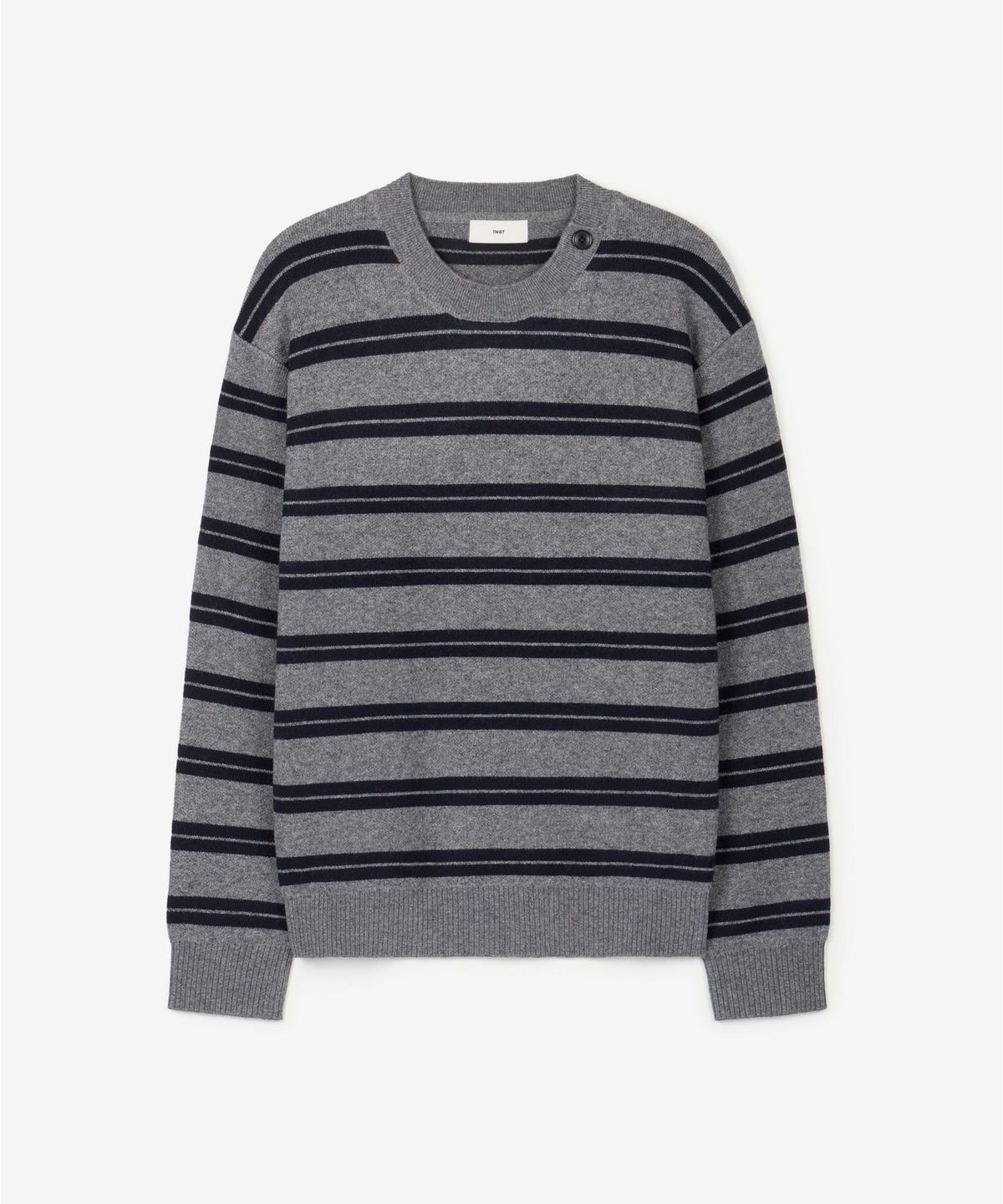 티엔지티 우먼(TNGT WOMAN) W Button Detail Stripe Knit Top (Grey) TNSW6F112G2