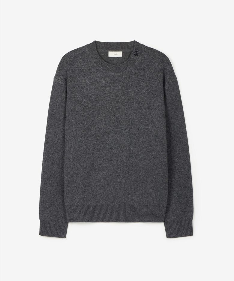 W Button Detail Knit Top (Dark Grey) TNSW6F104G2