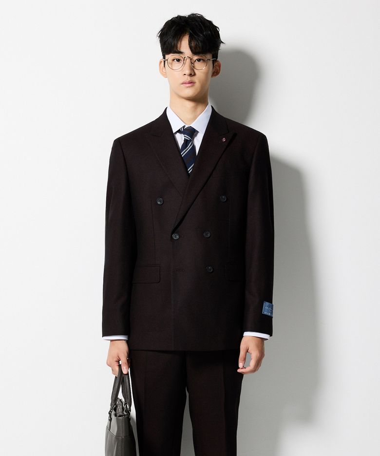ITALY GUABELLO 울 100 더블 브레스티드 포멀 자켓_와인 (클래식핏)_SSJVD93DSA