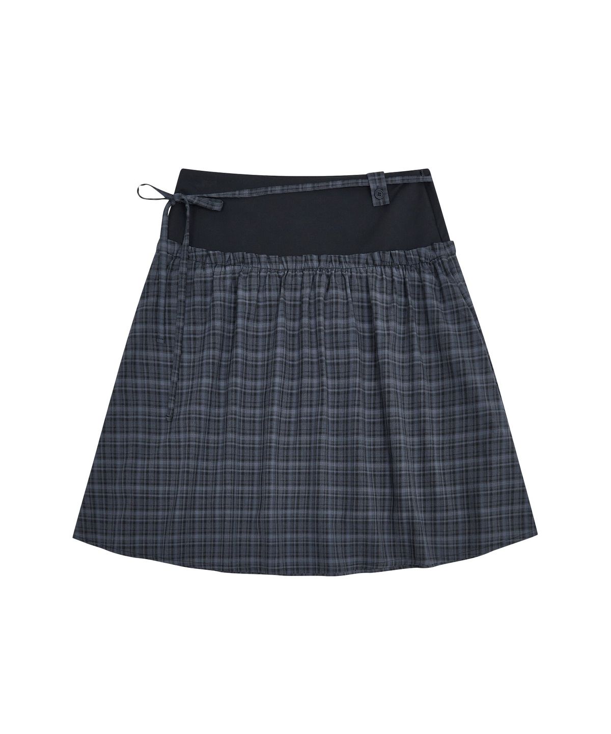 뚜오미오(TUOMIO) CHECK STRAP MIDI SKIRT [NAVY]