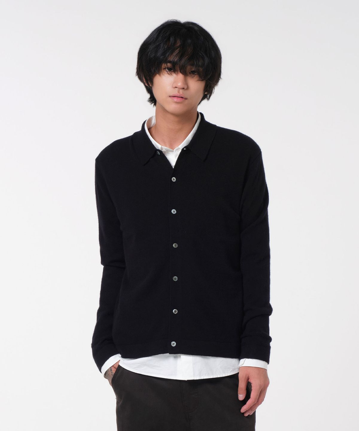 다이브인(DIVEIN) COLLAR KNIT SHIRT (BLACK)