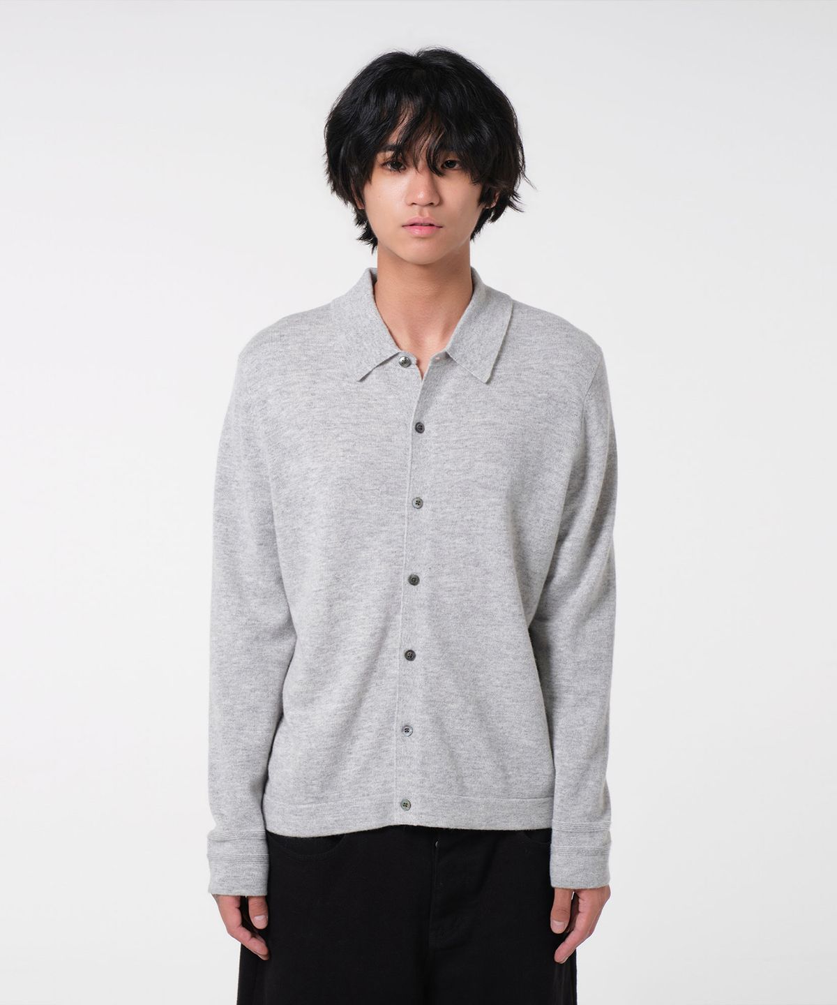 다이브인(DIVEIN) COLLAR KNIT SHIRT (WHITE MELANGE)