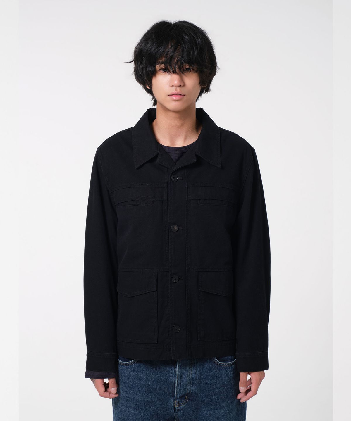 다이브인(DIVEIN) WASHED COTTON WORK JACKET (BLACK)