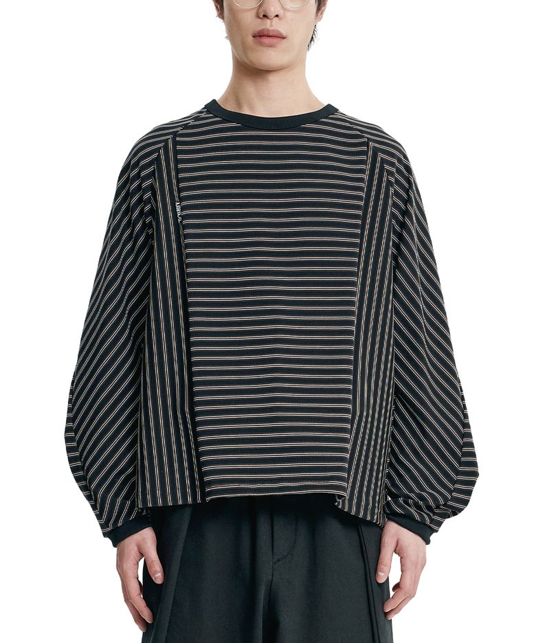 Sculpted Raglan Stripe Long Sleeve [BLACK]