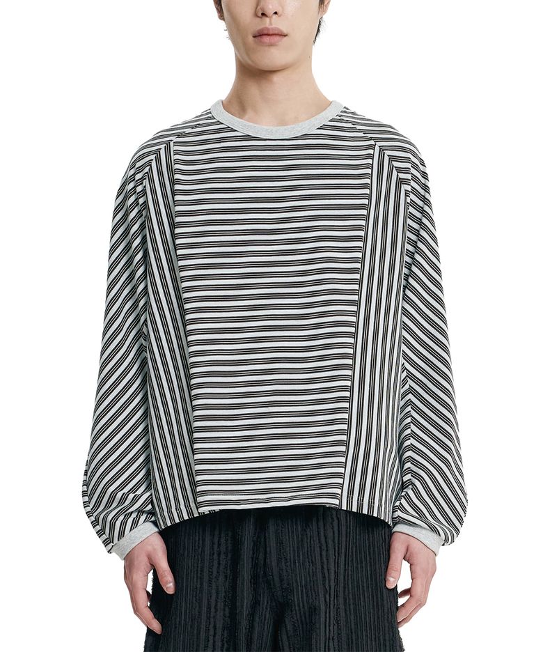 Sculpted Raglan Stripe Long Sleeve [LIGHT GRAY]