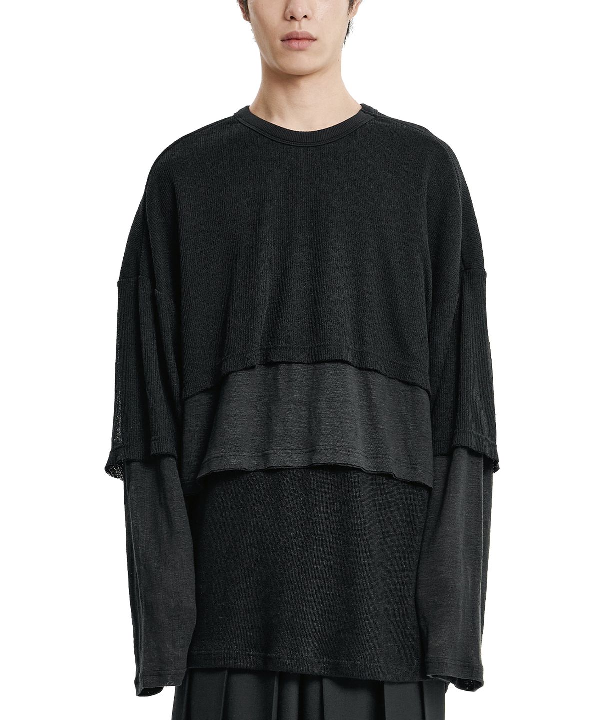 아조바이아조(AJOBYAJO) Triple Layered Long Sleeve [BLACK]