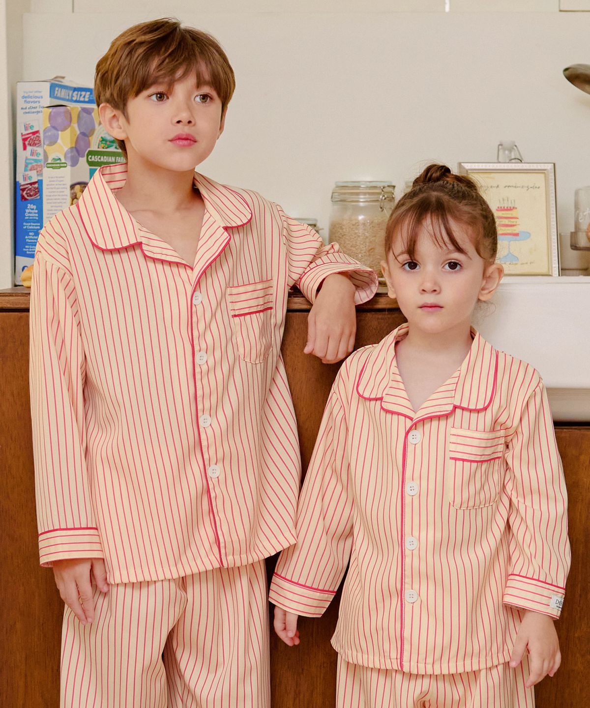 도씨 키즈(DOSSY KIDS) 실크핏 러브썸  긴팔 키즈 잠옷 세트