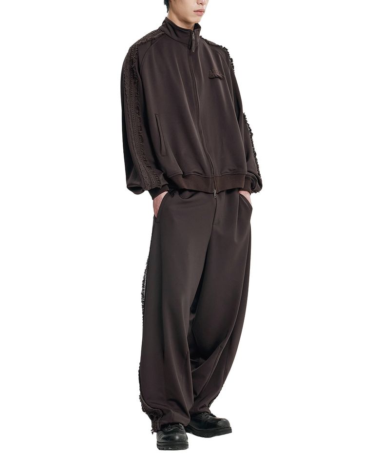 [SET] Multi Lace Trim Raglan Track Set-Up [DARK BROWN]