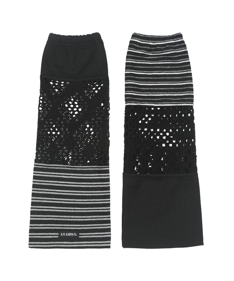 [ZGGU] Mixed Fabric Leg Warmers [BLACK]