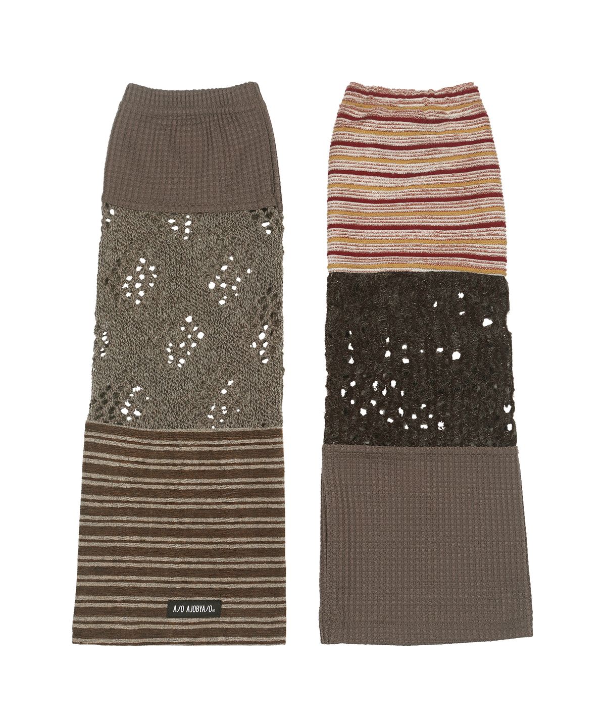 아조바이아조(AJOBYAJO) [ZGGU] Mixed Fabric Leg Warmers [BROWN]