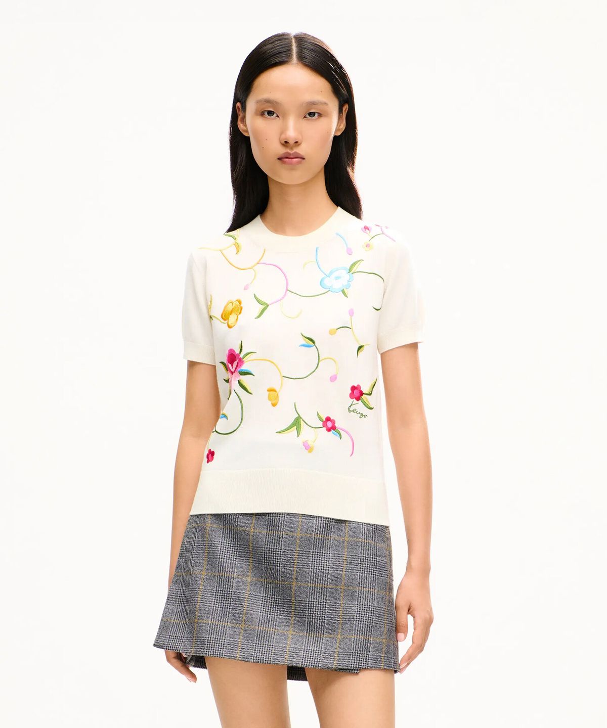 겐조(KENZO) 여성 와일드 플라워 숏 슬리브 풀오버 탑_K266AW3F01WHX