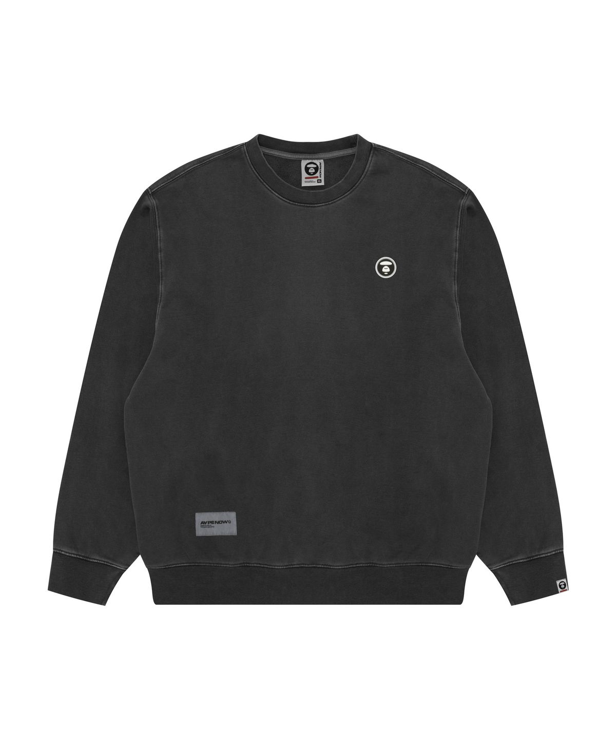 에이프(AAPE) AAPENOW 라운드 로고 워싱 플리스 맨투맨 / AAPSWMC350XXPBKL