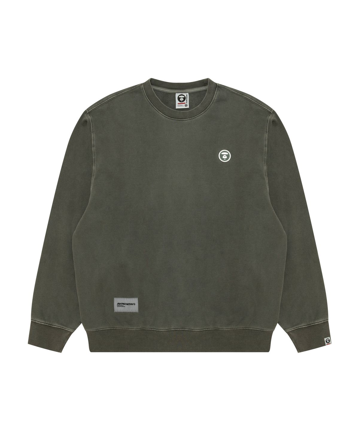 에이프(AAPE) AAPENOW 라운드 로고 워싱 플리스 맨투맨 / AAPSWMC350XXPKHE