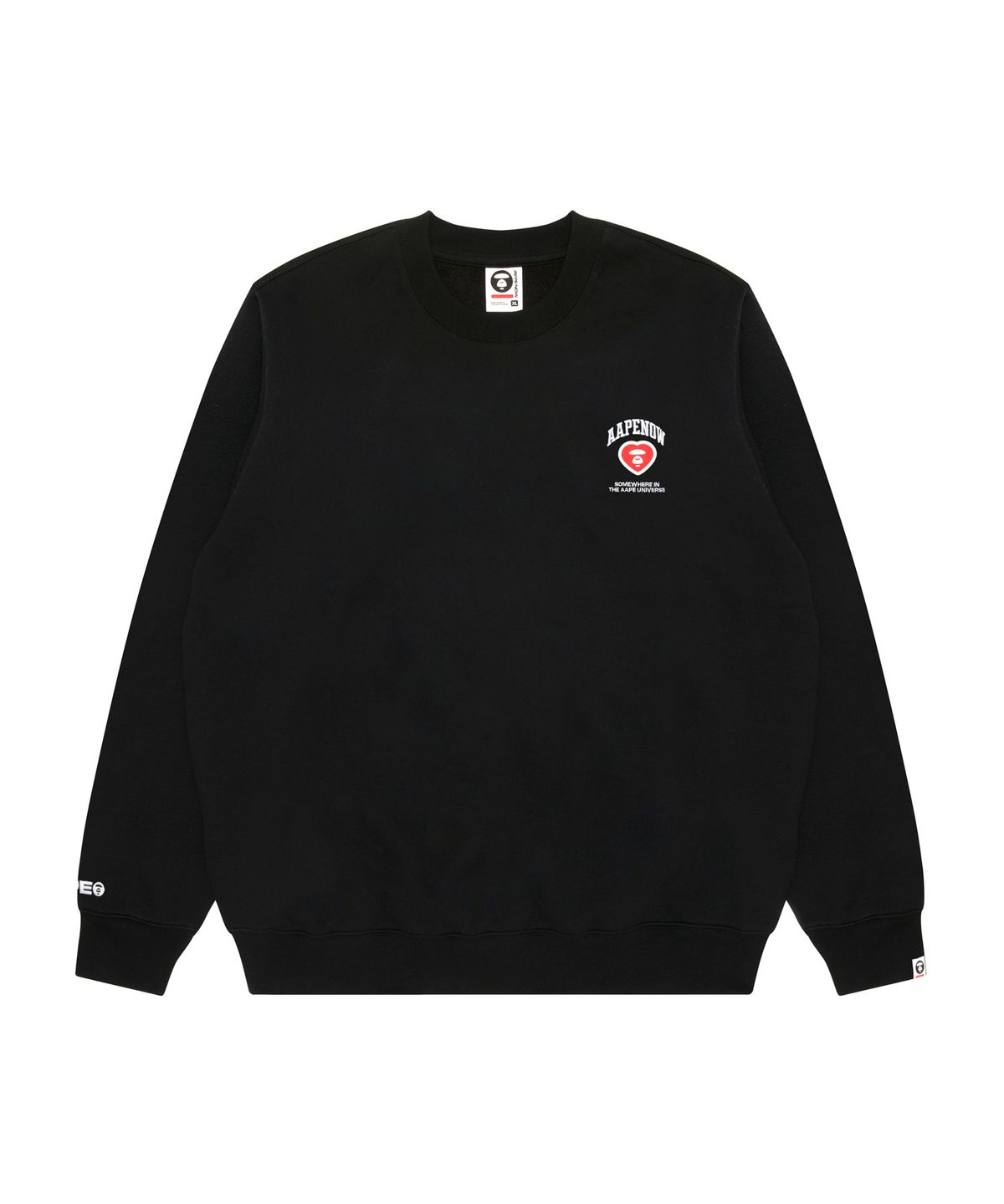 에이프(AAPE) AAPENOW 하트 로고 라운드넥 맨투맨 / AAPSWMC357XXPBKX
