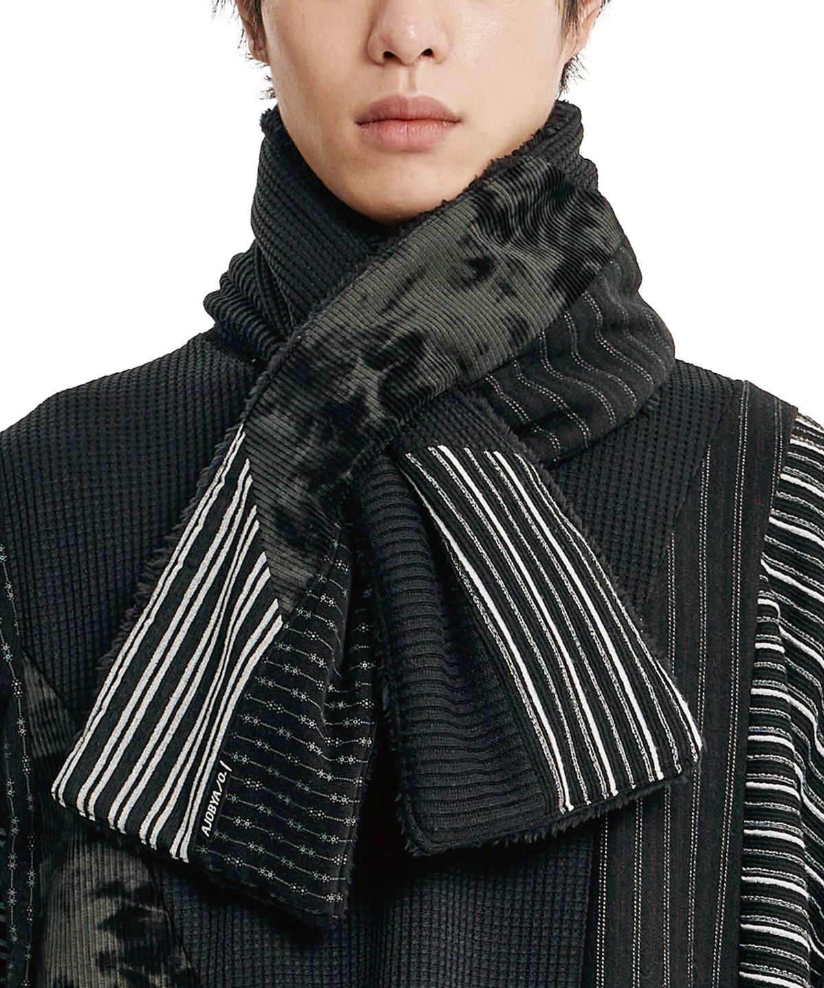 아조바이아조(AJOBYAJO) Mixed Fabric Muffler [BLACK]