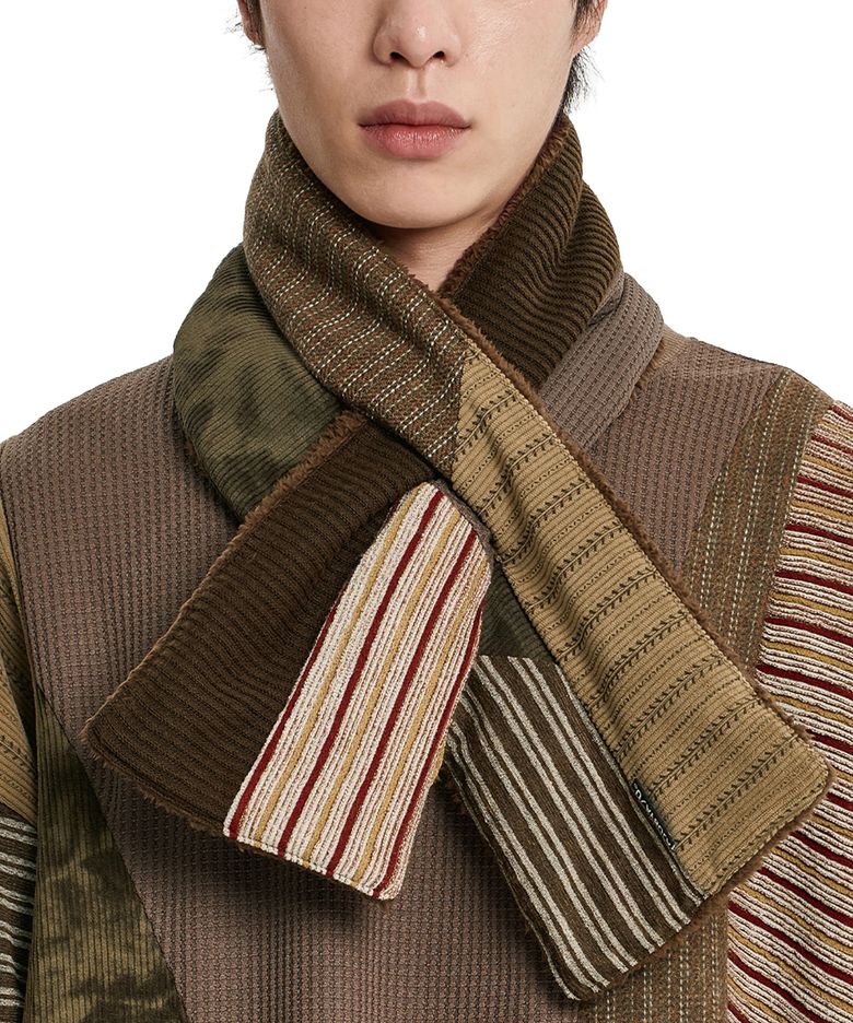 Mixed Fabric Muffler [BROWN]
