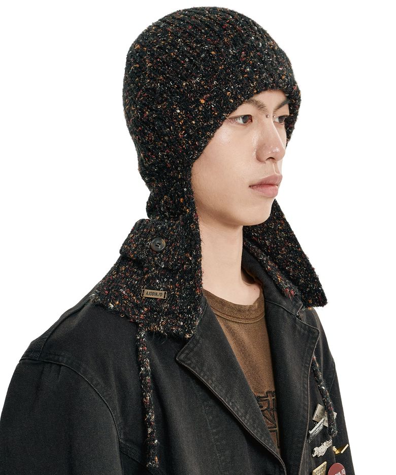 Speckled Knit Trooper Hat [BLACK]
