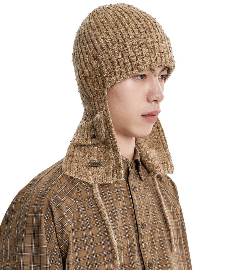 Speckled Knit Trooper Hat [BEIGE]