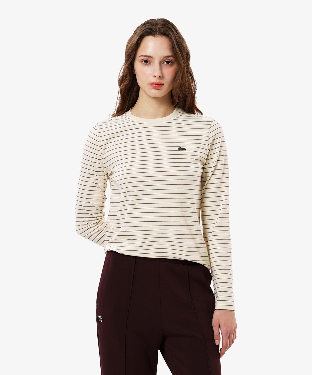 라코스테(LACOSTE) 여성 스트라이프 레귤러핏 긴팔 티셔츠 TF823E-56N SIX