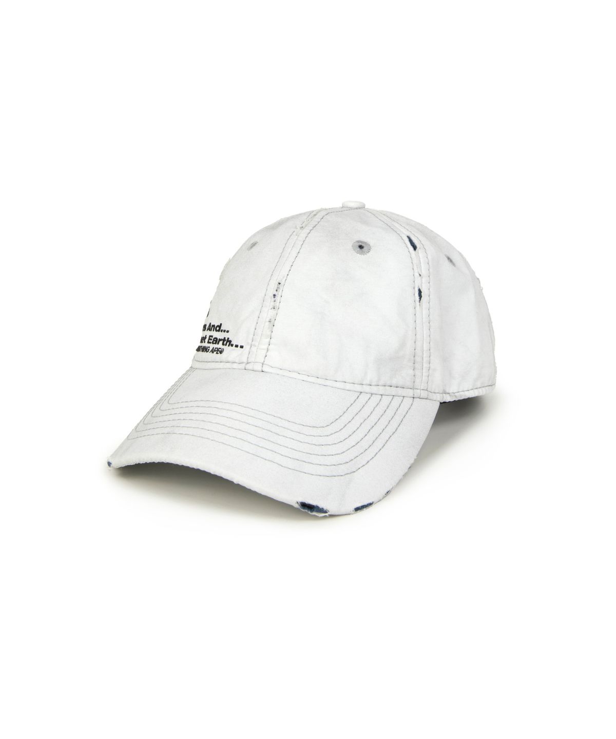 에이프(AAPE) 디스트레스트 로고 볼캡 / AAPCPM5346XXPWHE