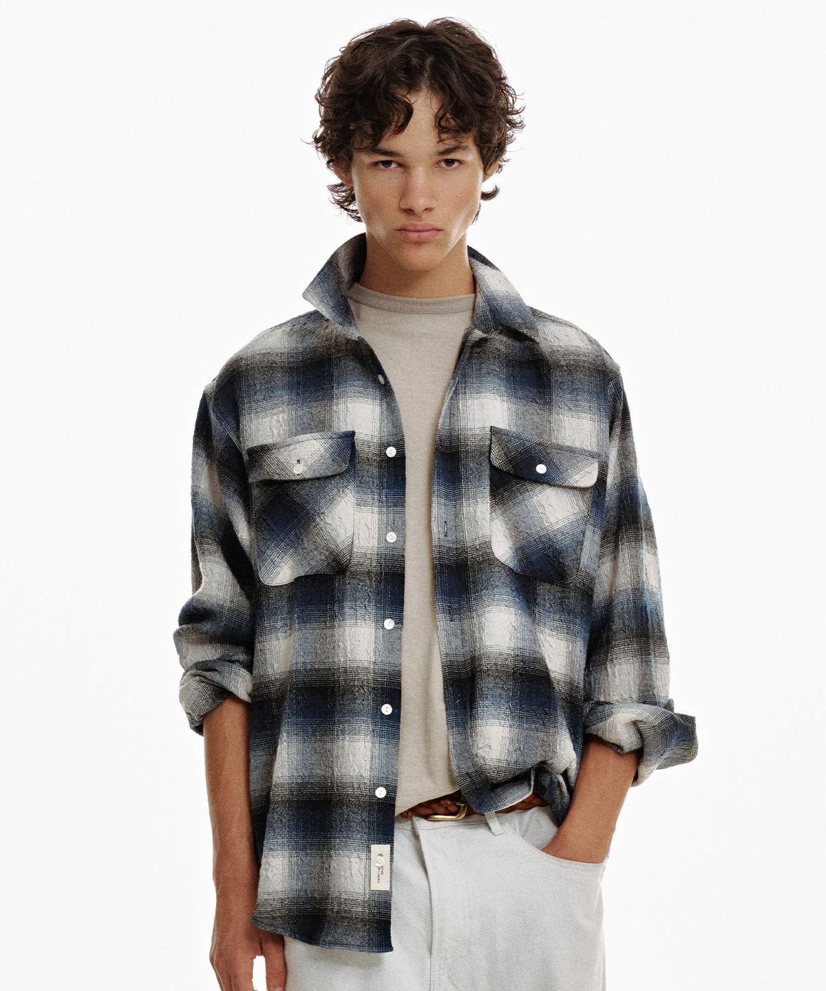 가든익스프레스(GARDEN EXPRESS) Wrinkle Check Shirt (navy)