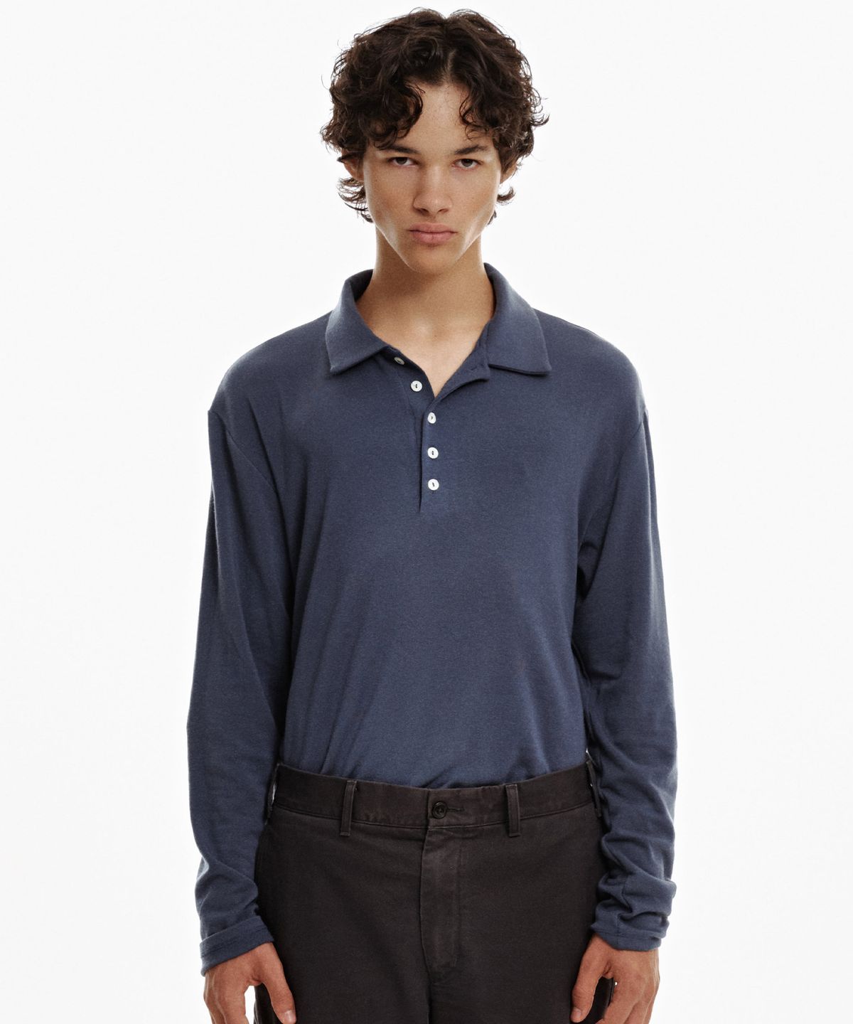 가든익스프레스(GARDEN EXPRESS) Merino 5-Button Collar T (ash blue)