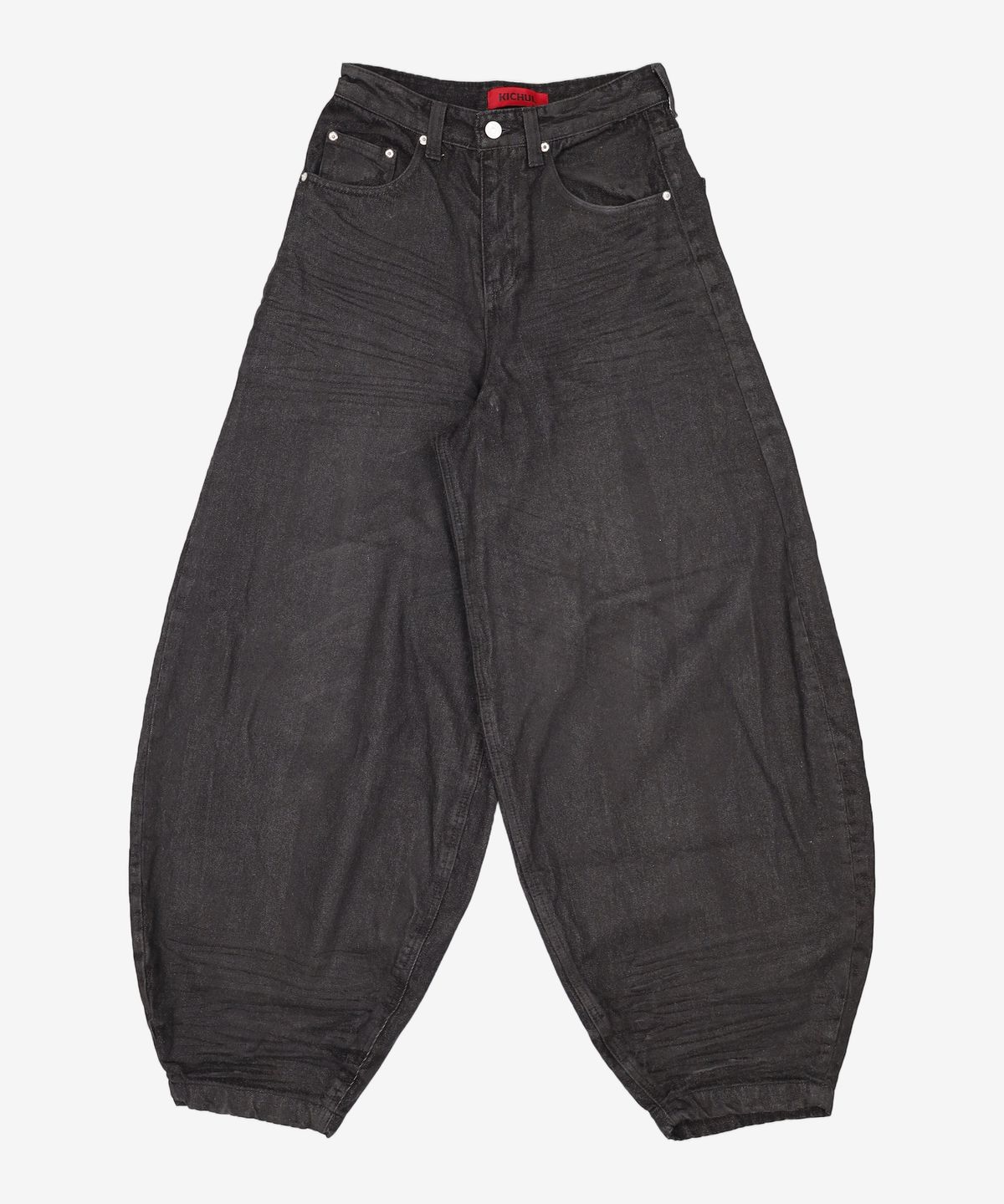 기철(KICHUL) BALLOON FIT DENIM PANTS (BLACK COATED) XXS