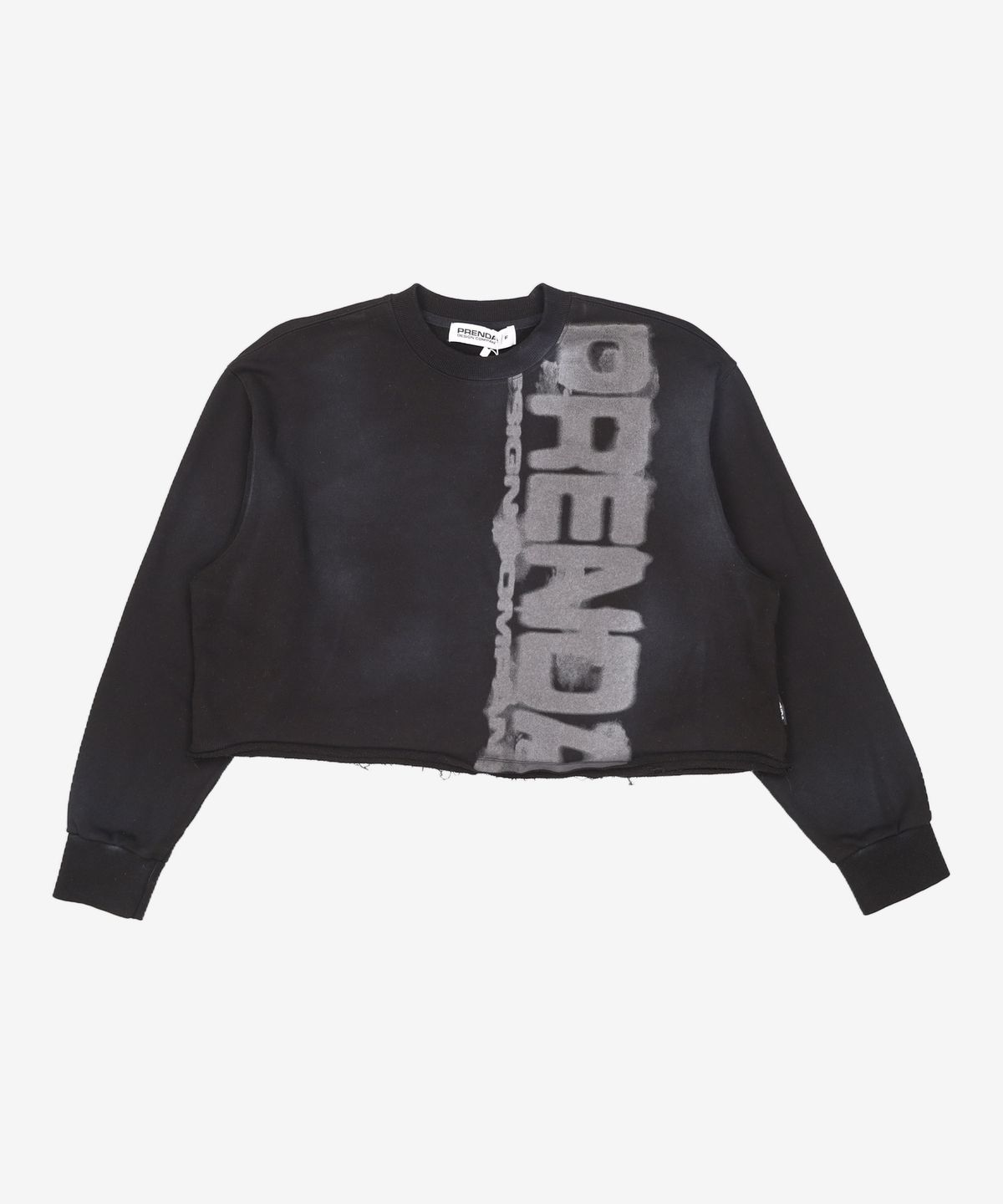 프렌다(PRENDA) SMUDGED LOGO CROP SWEATSHIRT BLACK FREE