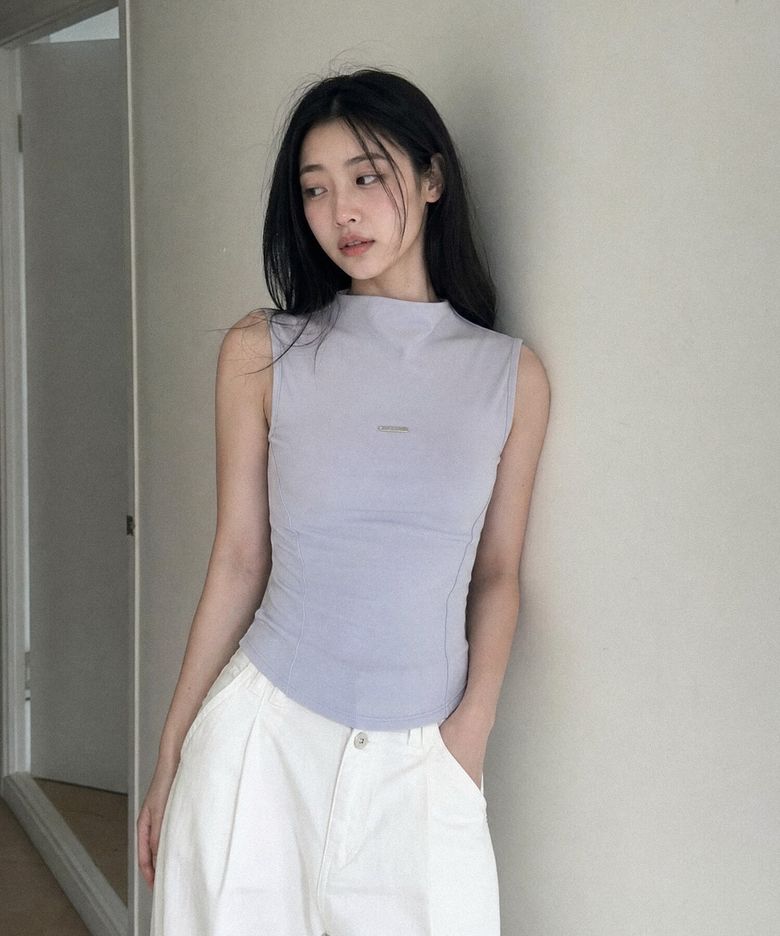 로고 포인트 웨이스트라인 반목티 소라그레이