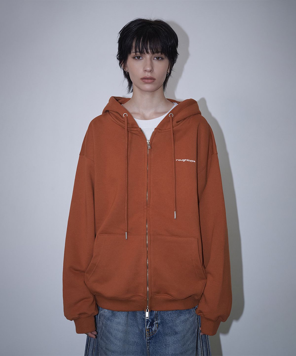 로타입(ROUGHTYPE) roughtype Signature Over Fit Hood Zip-up - Rust