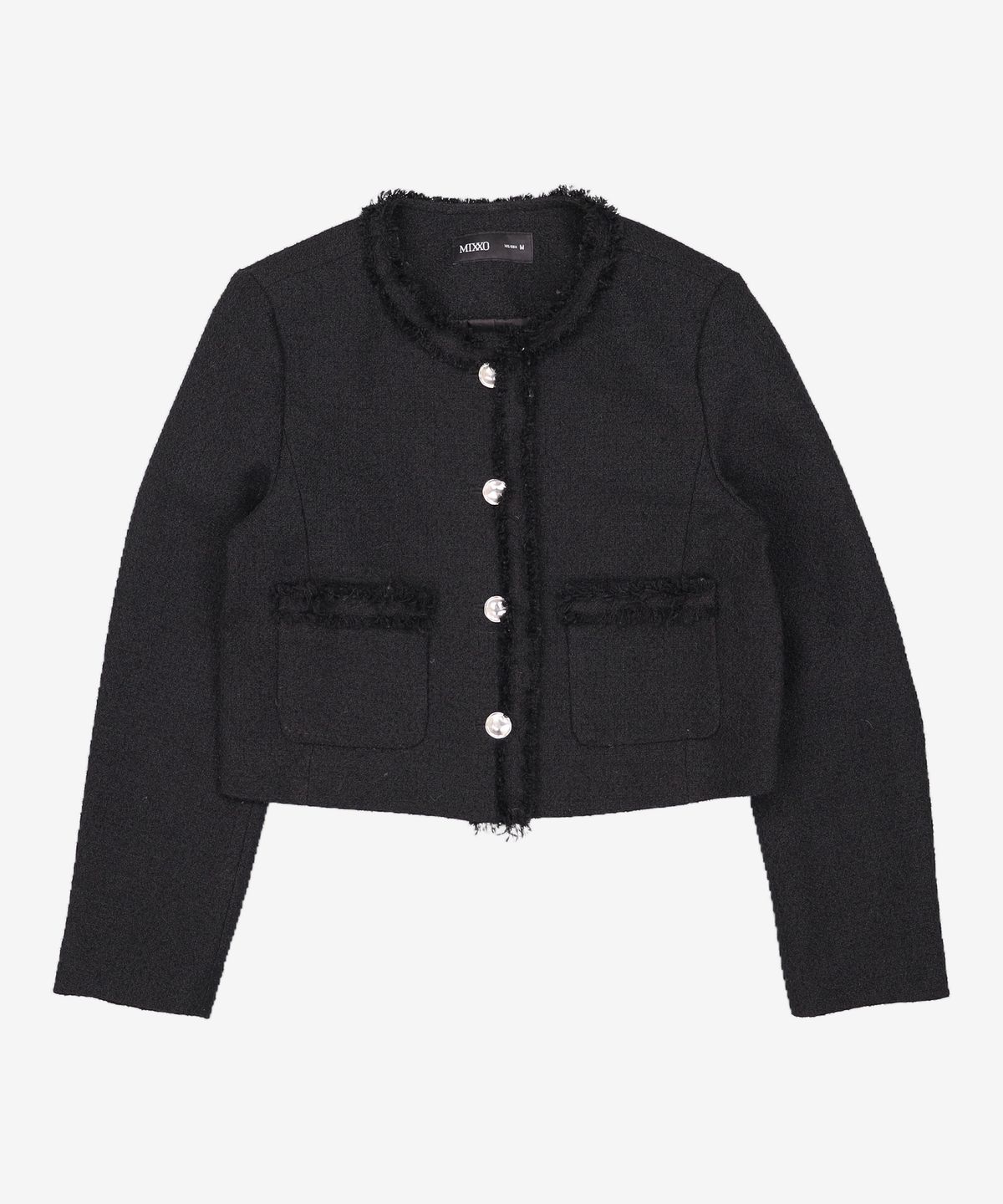 미쏘(MIXXO) 라운드넥 수술 트위드 자켓_MIWJKE301G M