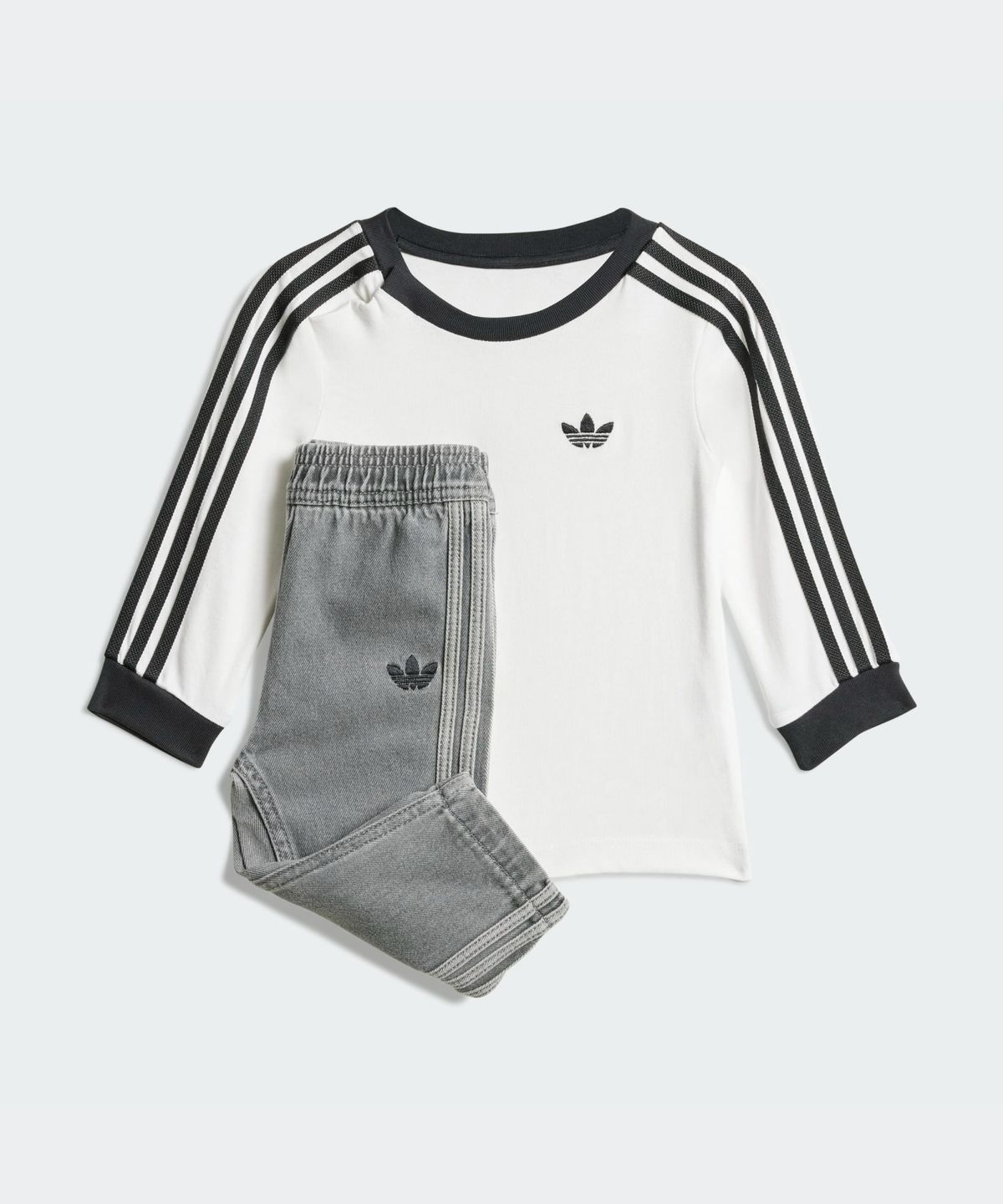 아디다스 키즈(ADIDAS KIDS) 데님 롱 슬리브 키즈 티 세트 인펀트 - 화이트 / JW5312