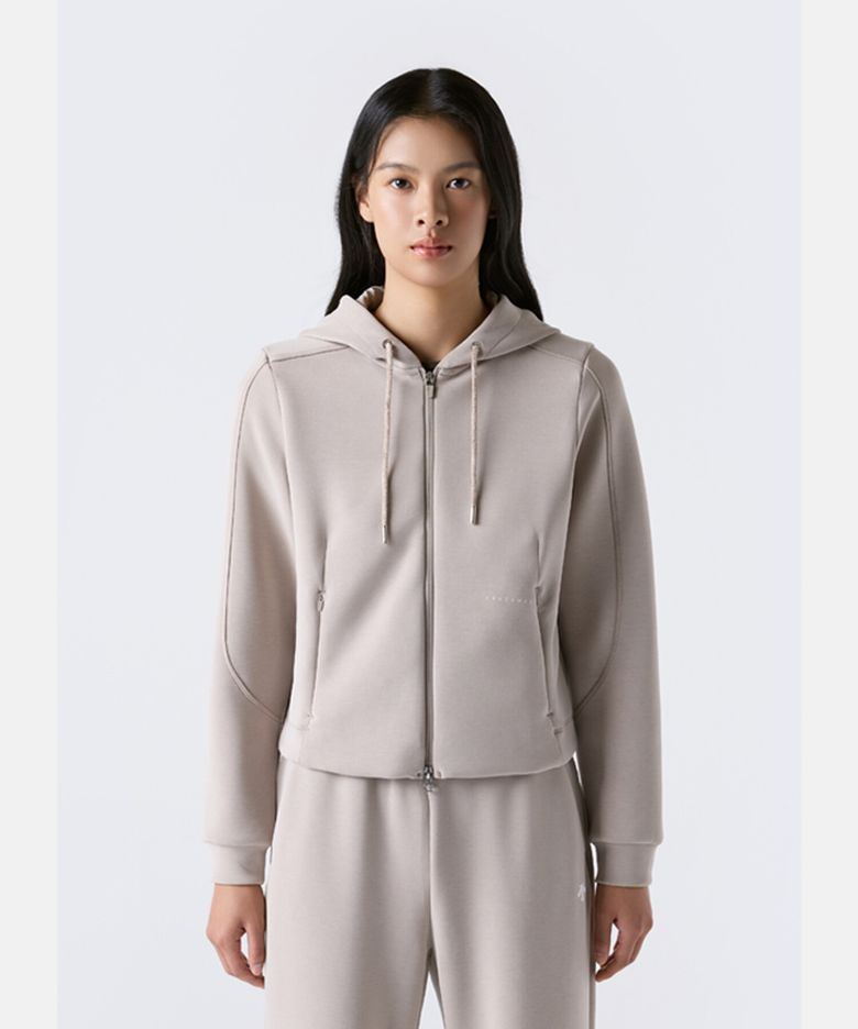 여성 모달 플로우 후드형 트레이닝 자켓 브라운 SR322PFT81